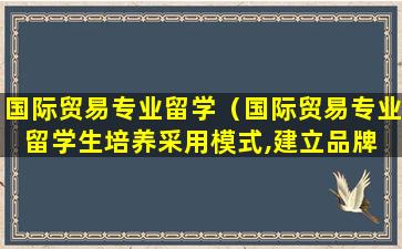 国际贸易专业留学（国际贸易专业留学生培养采用模式,建立品牌 典型案例）